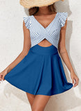 Emoswim - Women's One Piece Swimsuit Ruffle Cutout Swimdress Tummy Control V Neck Wrap Swimwear