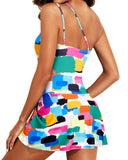 Emoswim - Women One Piece Swim Dress One Shoulder Swimsuit with Skirt