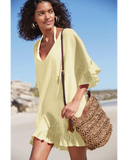 Emoswim - V Neck Solid Color Cover Up