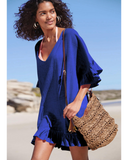 Emoswim - V Neck Solid Color Cover Up