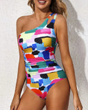 Emoswimsuit - One Shoulder One Piece Swimsuit for Women Tummy Control Bathing Suits