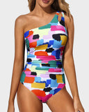Emoswimsuit - One Shoulder One Piece Swimsuit for Women Tummy Control Bathing Suits