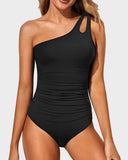 Emoswim - One Shoulder One Piece Swimsuit for Women Tummy Control Bathing Suits