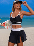 Emoswim - Women's High Waisted Bikini Sets Tummy Control Swim Skirt Two Piece Swim Suit