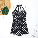 Emoswim - Halter Top Push Up Swimsuits Shorts Retro One Piece Bathing Suit