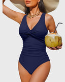 Emoswim - Women Tummy Control One Piece Swimsuit - Push Up Bathing Suit Full Coverage Slimming Swimwear