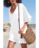 Emoswim - V Neck Solid Color Cover Up