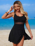 Emoswim - Women's New Mesh One Piece Swim Dress Swimsuit Tummy Control Bathing Suit