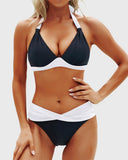 Emoswim - Women Two Piece Bathing Suits Push Up Bikini Set Halter Swimsuit Vintage Swimwear