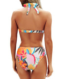 Emoswim - Women Two Piece Bathing Suits Push Up Bikini Set Halter Swimsuit Vintage Swimwear