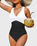 Emoswim - Women Tummy Control One Piece Swimsuit - Push Up Bathing Suit Full Coverage Slimming Swimwear